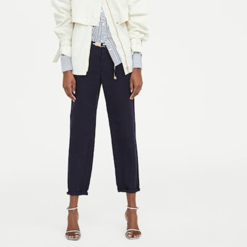 ZARA Navy Blue Chinos with Belt